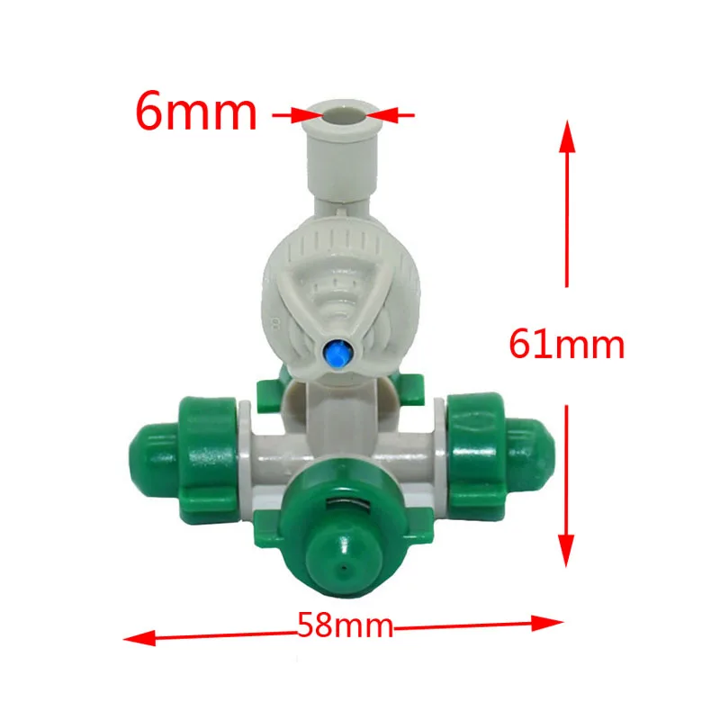 Wxrwxy do nawadniania 4 sposób dysze zaparowania krzyż anty kroplówki dysza mgły do nawadniania kropelkowego dla szklarni 20 sztuk