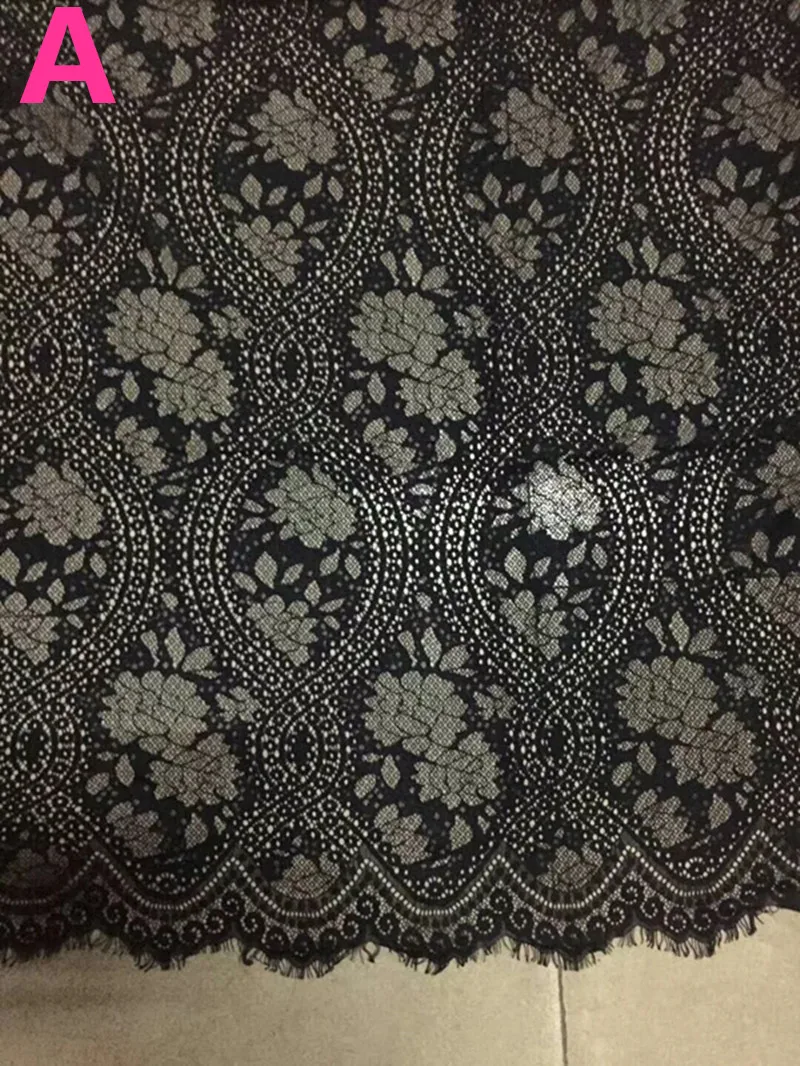 150cm wide high quality nylon eyelash edge lace fabric, 8 styles available, XERY-HL180411A