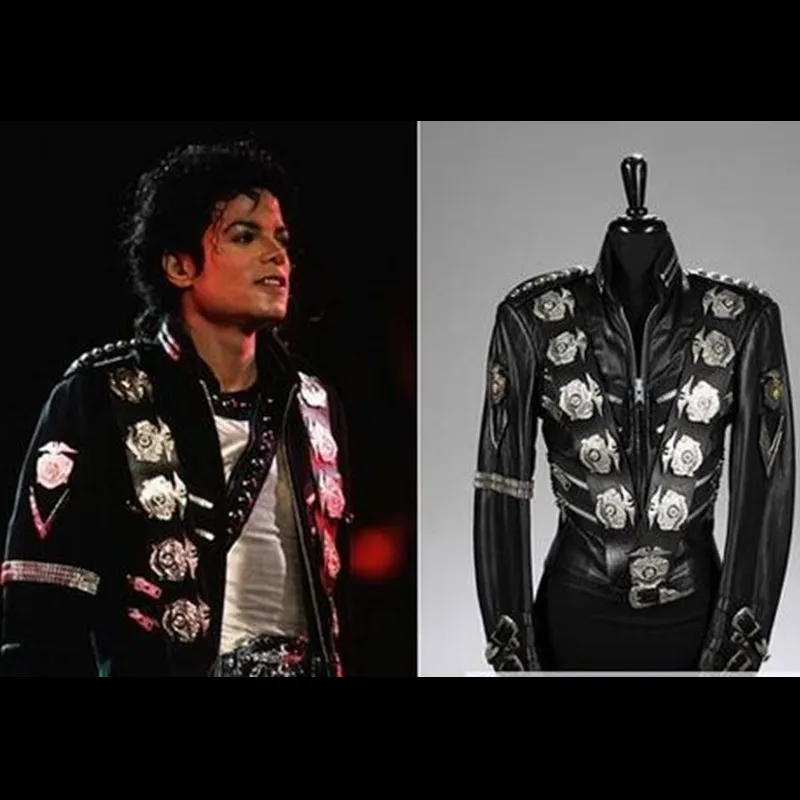 MJ Michael Jackson  BAD JACKET WITH SILVER EAGLE BADGES Punk Jacket  Performance Collection- (ALL SIZES!