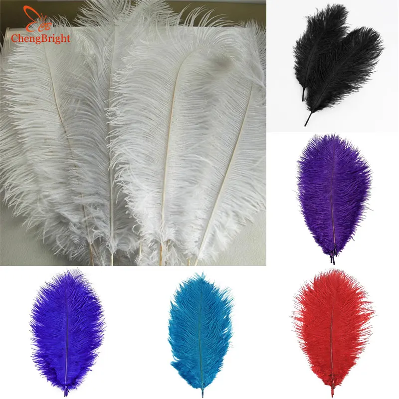 CHENGBRIGHT 100Pcs 35-40CM Beautiful Colored Ostrich Feathers DIY Jewelry Accessories Wedding Decorations Plume Feather Ostrich