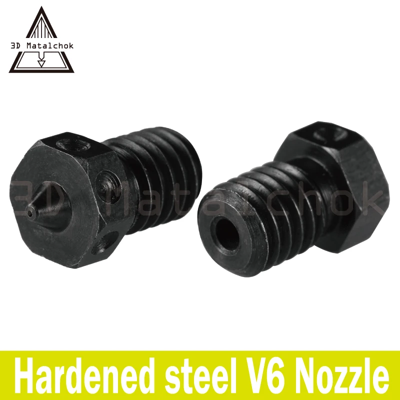 1pcs High Temperature Hardened Steel V6 Nozzles For 3D Printing PEI PEEK Carbon Fiber Filament For E3D Titan Aero J-Head Hotend