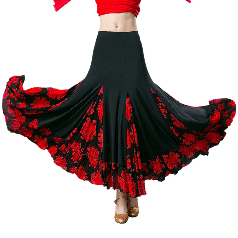 

Lady Ballroom Dancing Skirt Girls New Adult Women's Modern Dance Suit GB Communicative Dance Practice Wear Long Skirt D0818