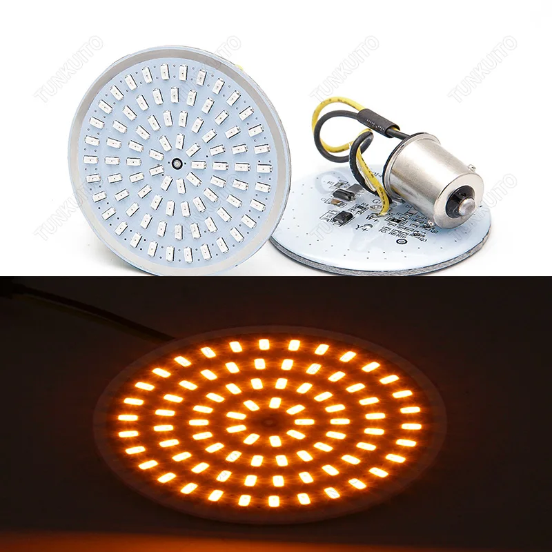 

2PCS Led Insert Turn Signal Lights Single Contact Amber 1156 Bulb for 1156 Bullet Style Inserts