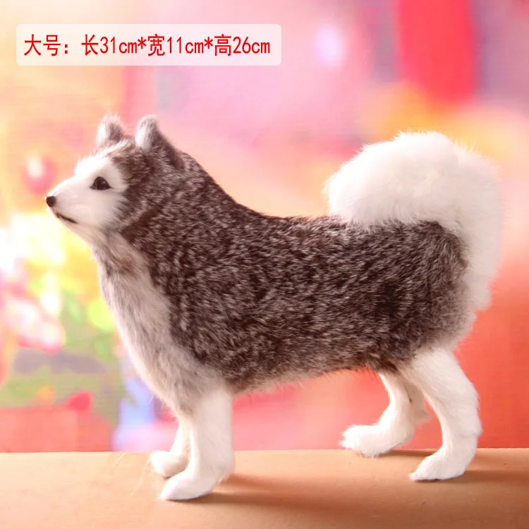 big size simulaiton Samoyed dog toy polyethylene&fur gray standing samoyed model gift about 31x11x26cm 0979