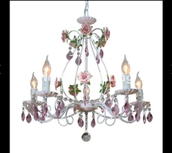 Newly Decorative Modern White European Chandelier lamp Lustre Light 3L/5L/8L Pink Rose Flower Light Fixture E14 Decoration Lamp