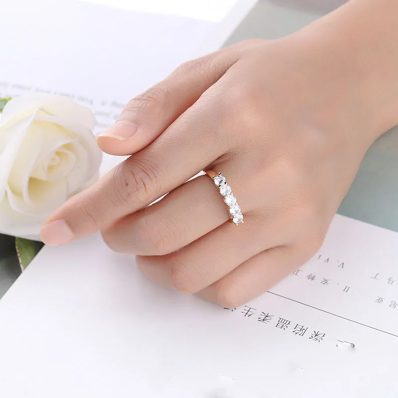 New Silver Color Wedding Ring Rose Gold Color CZ Zircon Vintage Engagement Simple Rings For Women Jewelry Bagues Pour Femme