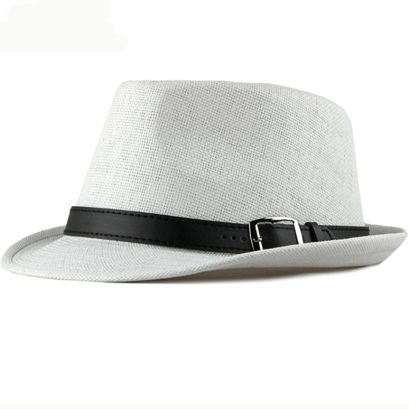 Chapéus de verão ht2490 para homens, chapéu de praia vintage, chapéus de palha de aba curta com cinto, estilo coreano, chapéu panamá