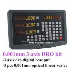 High precision 0.001mm mill and lathe DRO kit 3 axis digital readout and 3 pcs 1um 0.001mm linear scale