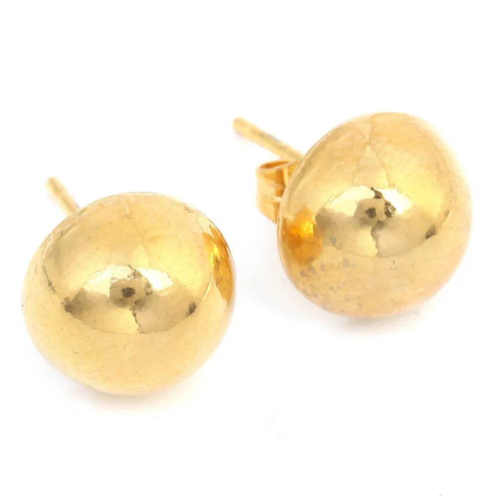 Half Ball Earrings Amazing Smooth Yellow Two Tome Gold Color Women Half Ball Stud Earrings