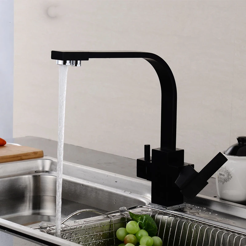 

kitchen Multifunctional Black basin Faucet Drinking Water Cranes Hot&Cold Water Mixer Tap antique Brushed Pure Water Faucets