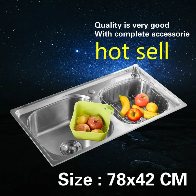 

Free shipping hot sell kitchen sink double groove sink do the dishes 304 stainless steel 78x42 CM