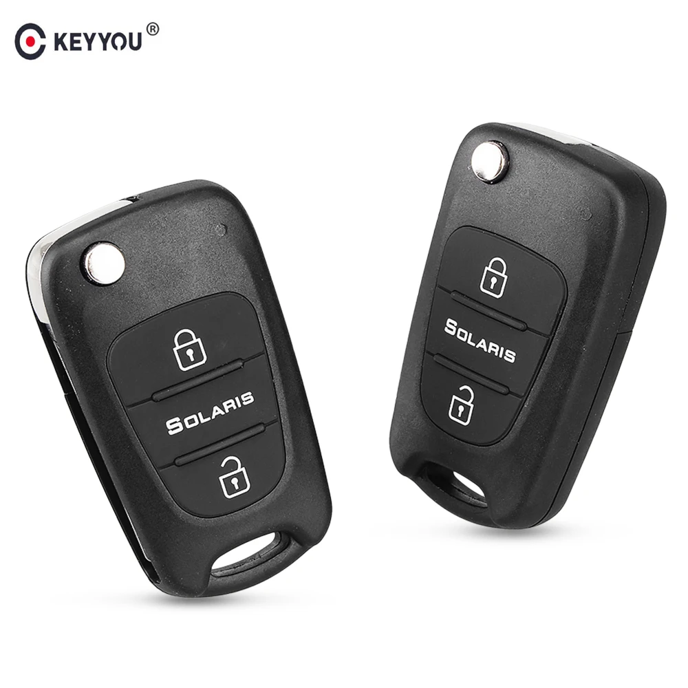 KEYYOU-Carro Remoto Virar Dobrável Shell Chave, 3 Substituição Botão, Shell Em Branco para Hyundai Solaris