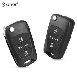 KEYYOU 3 Button Replacement Car Flip Folding Key Shell Blank Remote Fob Shell For Hyundai Solaris