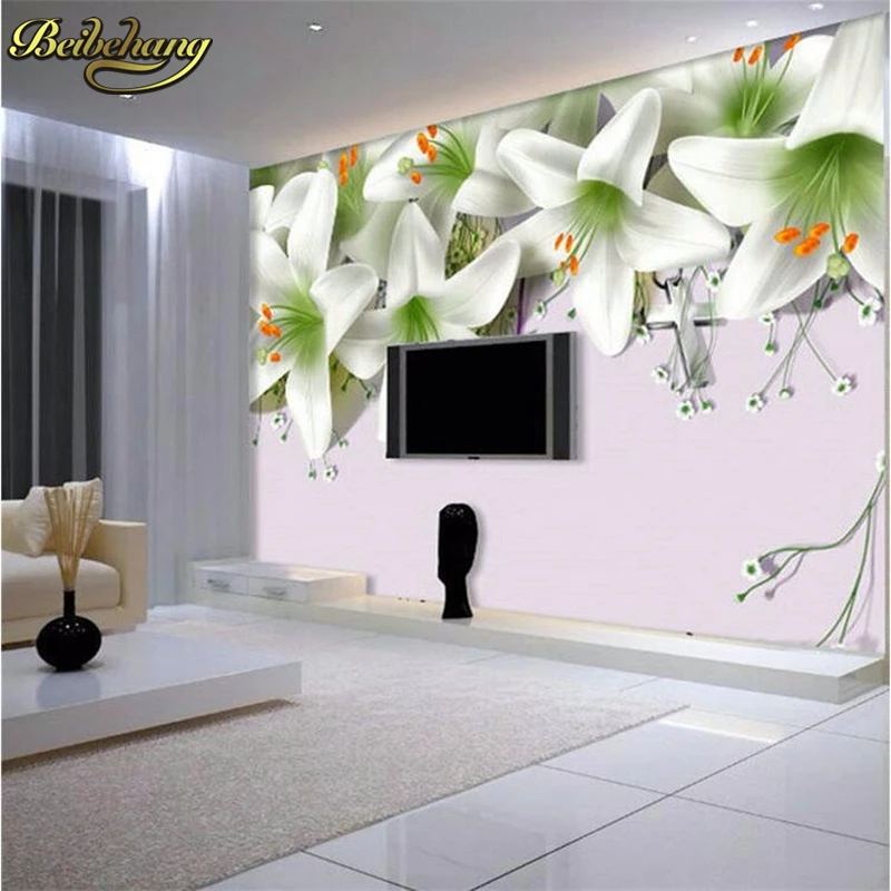 beibehang photo wall paper 3d painting TV backdropLily living room TV backdrop bedroom large wall mural wallpaper Hotel room