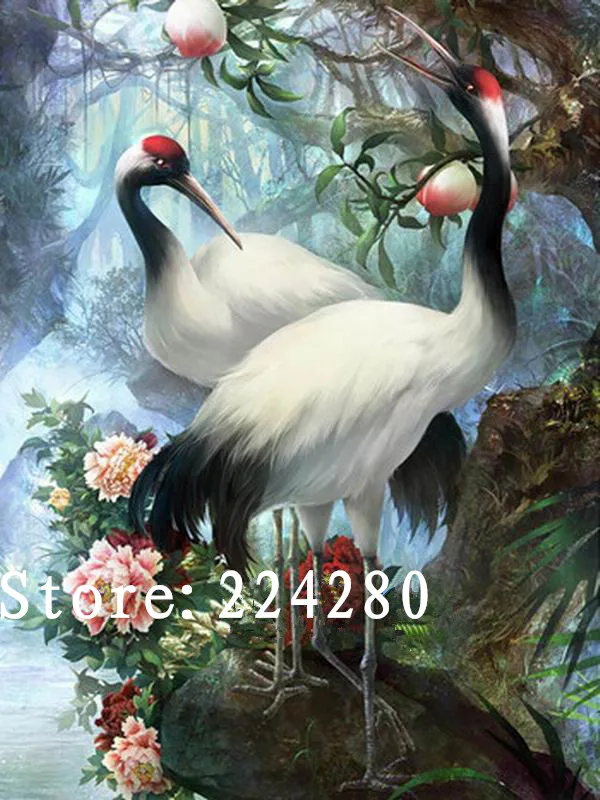 Red-crowned Cranes Needlework,Embroidery,White Crane Animal DIY 16CT 14CT Unprinted Cross stitch kits,Arts Cross-Stitching Decor