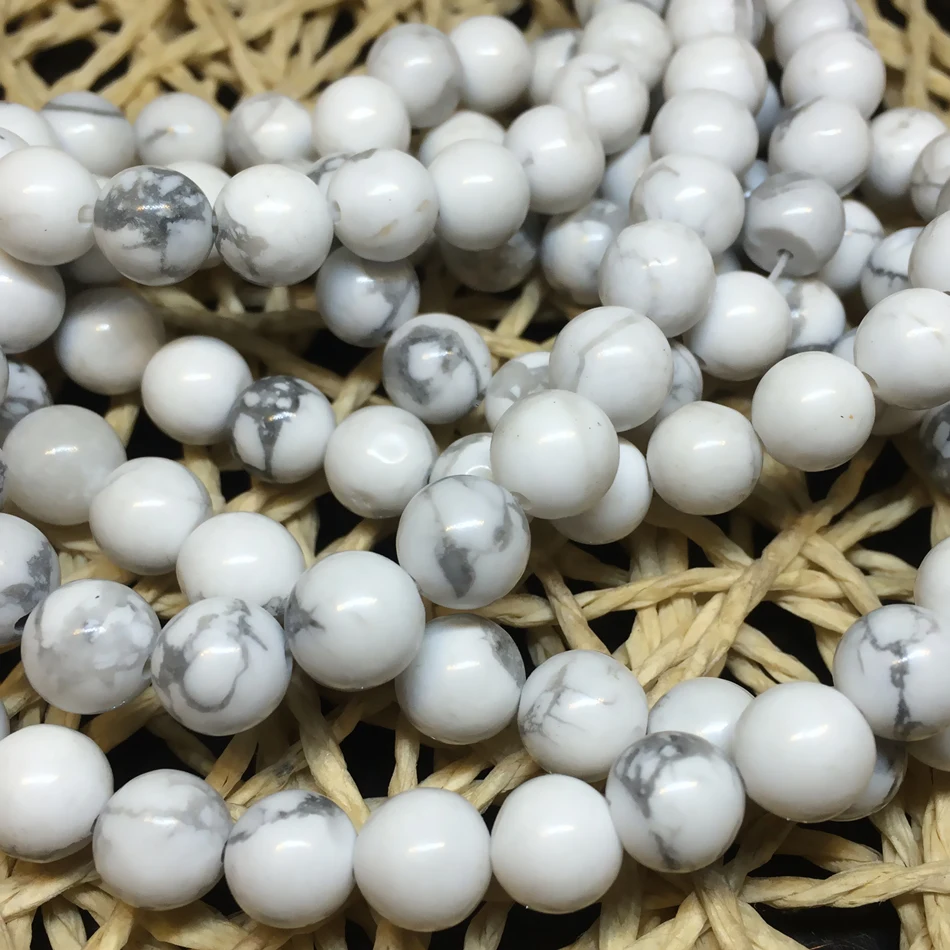 Fashion natural white howlite stone round stone 4mm6mm8mm10mm12mm natural loose beads unique jewelry making 15 inch  MY5121