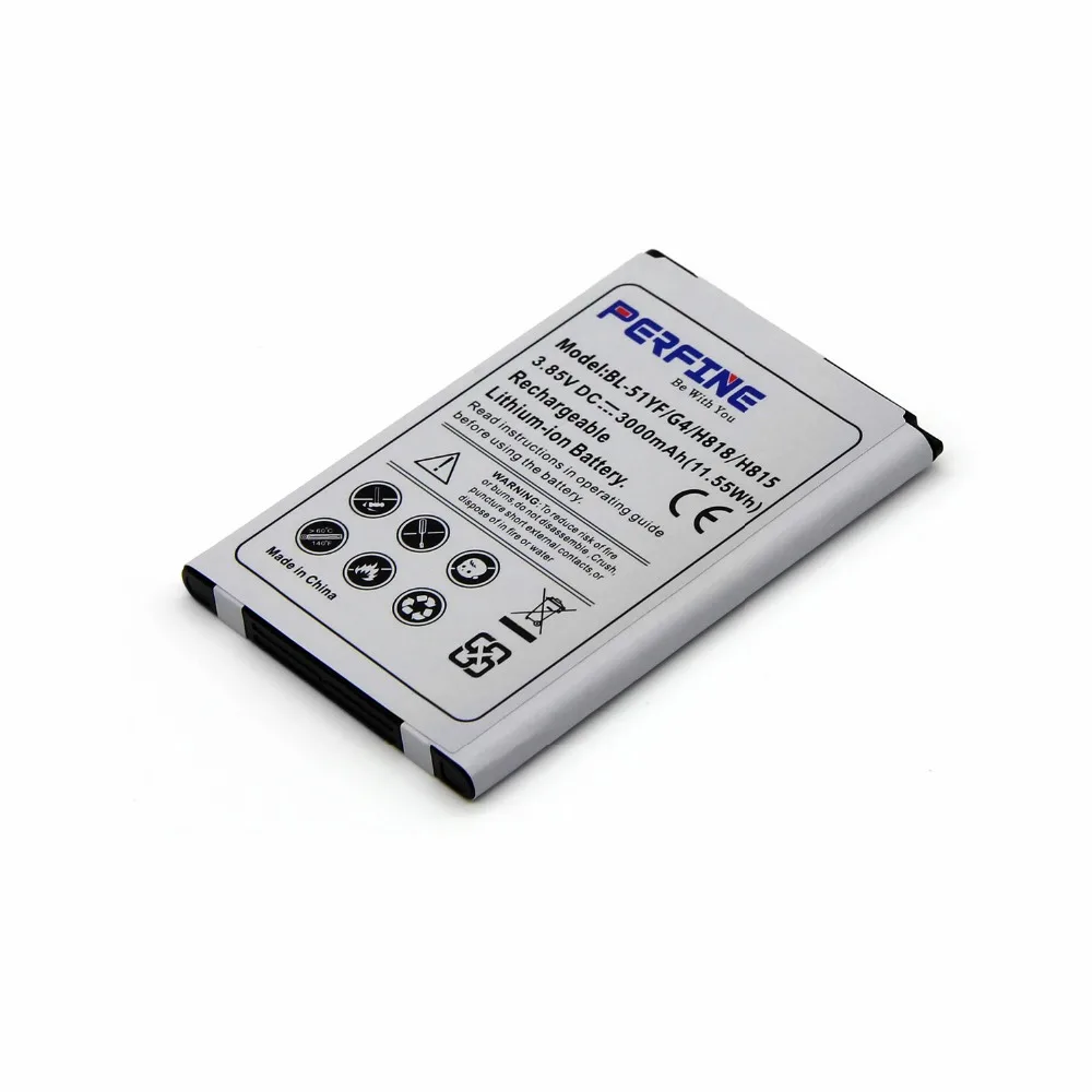 Perfine Batterie BL-51YF LG G4 3000mAh BL-53YH G3 Batterie de remplacement BL-45B1F V10