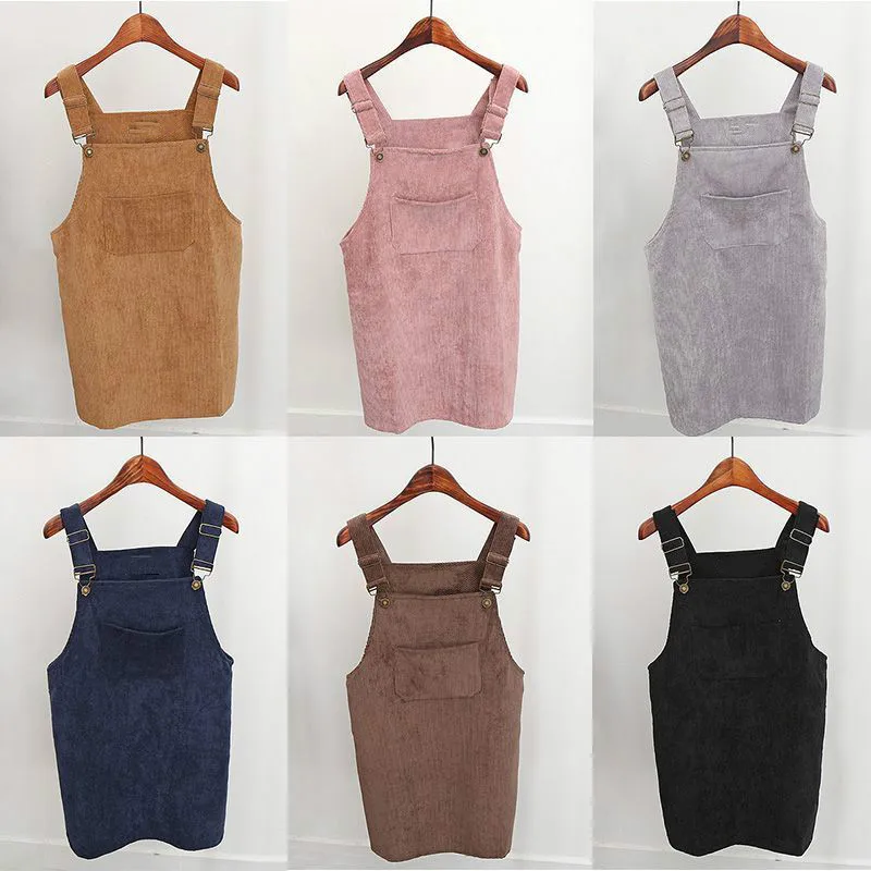 New Fashion Women Suspender Overall Solid Skirt Suspender Mini Skirts  Spring Winter