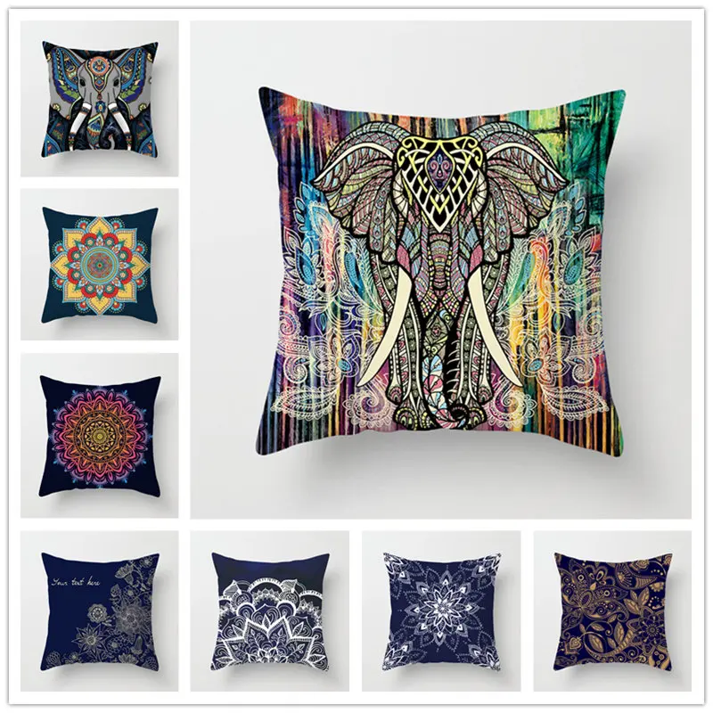 Houspace Polyester Peach Skin Geometry & Elephant For Home Pillow Decor Sofa Car Decorative Gift Chair Seat Pillow Case