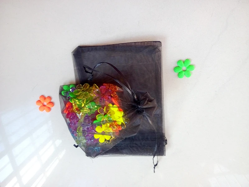 17*23cm 100pcs Organza Bag black Drawstring bag jewelry packaging bags for tea/gift/food/candy small transparent pouch Yarn bag