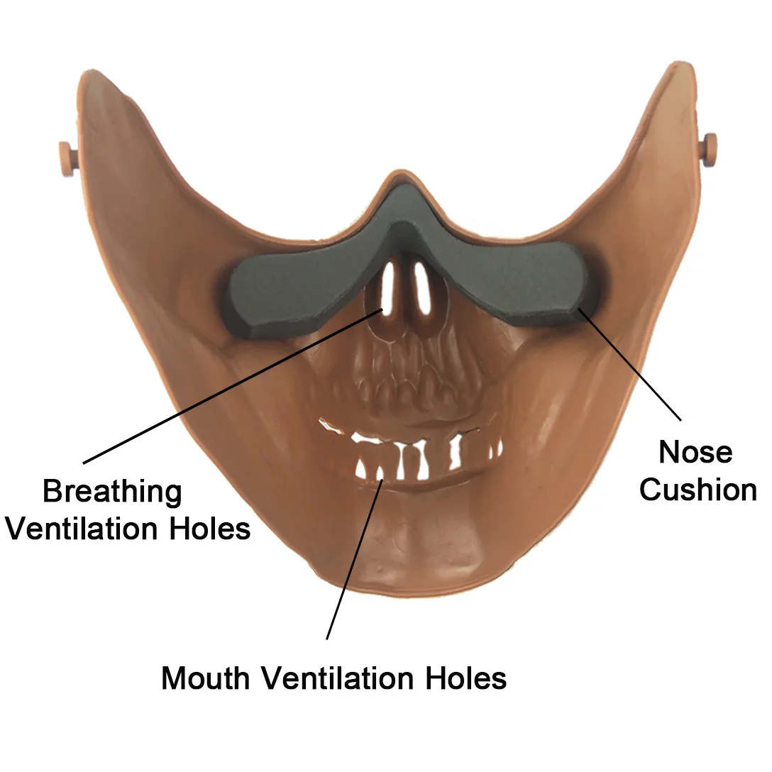 HFSECURITY Ghost Camouflage Tactical Mask Airspft Skull Protection Half Face Mask Halloween Cosplay Face Mask
