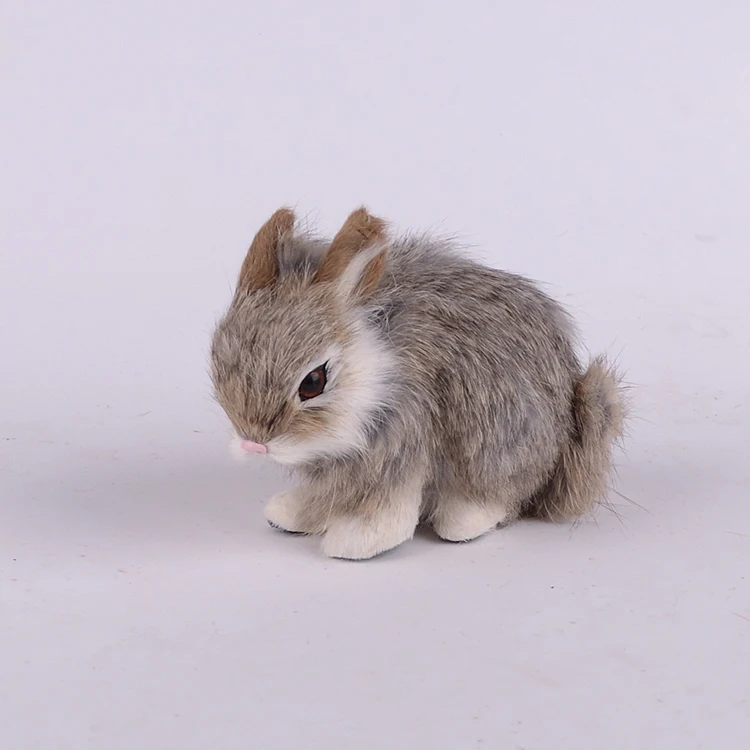 khaki simulation rabbit toy about 13x7x10cm polyethylene&furs cute rabbit model gift 1991