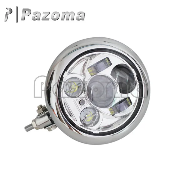 Chrome Motorcycle LED Auxiliary Front Headlight Spot Light Custom Headlamp for Harley Bobber Chopper Cafe Racer