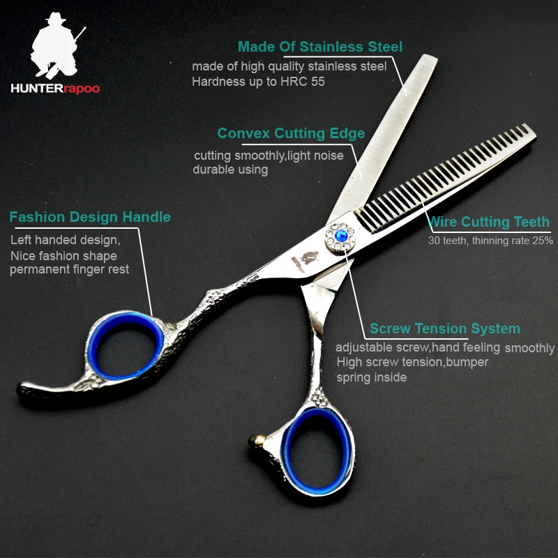 HT9120 Professional Left Handed Barber Hair Shears Kit Japanese Stainless Steel Thinning Clipper Trimmer Styling Tools