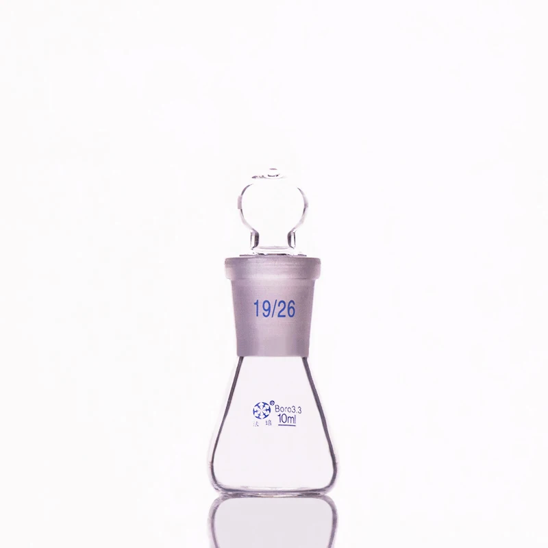 

Conical flask with standard ground-in glass stopper,Capacity 10ml,joint 19/26,Erlenmeyer flask with standard ground mouth