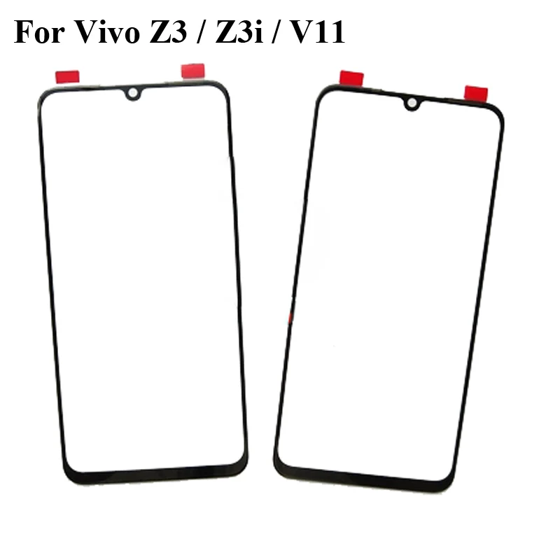 2PCS Black For Vivo Z3 Z3i V11 Glass Lens touchscreen Touch screen Outer Screen For Vivo Z 3 Z 3i V 11 Glass Cover without flex