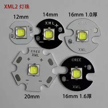 5pcs CREE XML2 white light(U2-1A) flashlight LED lamp bead high power leds 6500-7000K MAX 1100 lumens 12mm 14mm 16mm 20mm AL PCB