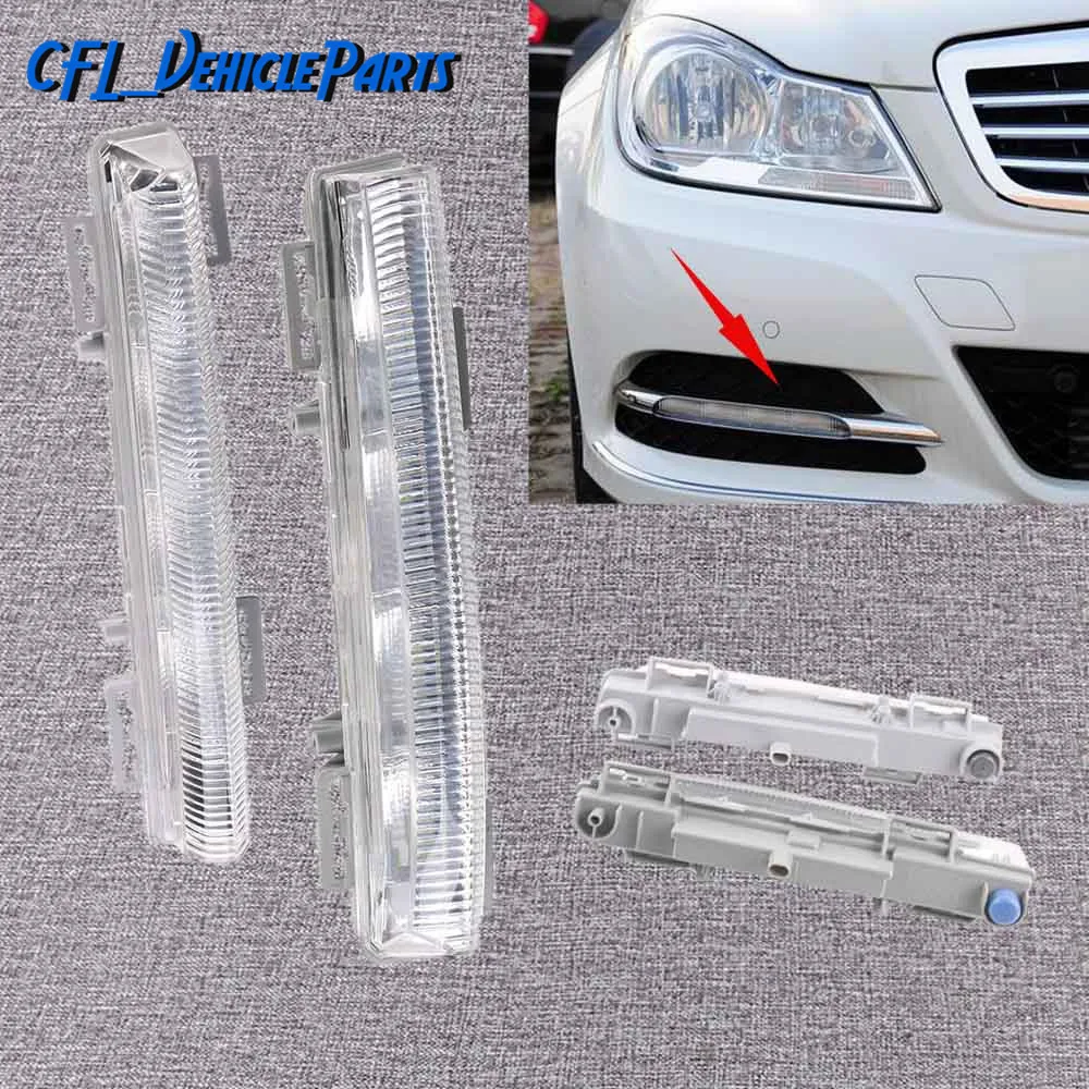 

Pair Front Left+Right DRL Daytime Running Lamp Fog Light 2049068900 2049069000 For Mercedes-Benz W204 S204 R172 C350 W212 2012