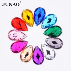 Junao 1000 Pcs 8*13 Mm Cuce su Colorato Gocce di Strass Applique Flatback Acrilico Strass Diamante Cucire Pietra di Cristallo artigianato Fai da Te