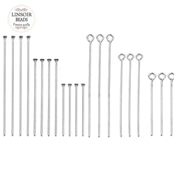 50-100pcs 20 30 40 50 60 70mm Stainless Steel Heads Eye Flat Head Pin For Jewelry Making Findings Accessories Wholesale Supplies
