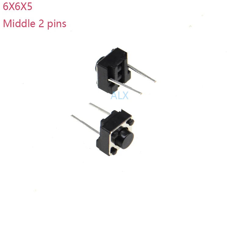 50/100pcs Middle 2 Pins 6x6x5mm 2pin Dip Tact Push Button Switch Micro Key Power Tactile Switches 6x6x5 6*6*5mm Light Touch