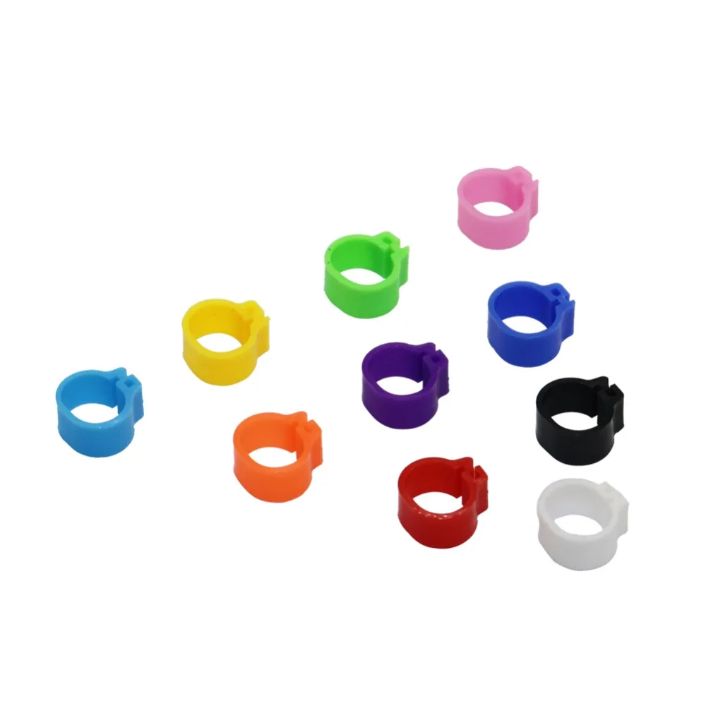 100 pcs Inner Diameter 8MM 10MM Bird Plastic Clip Rings Pigeon Colored Foot Ring 10 Colors Pigeon Supplies