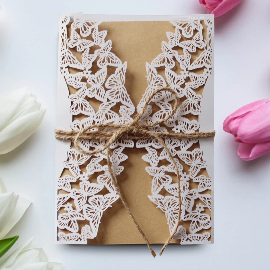 

Picky Bride Butterfly Wedding Invitations Blank Wedding Invitations Bridal Shower Invitations- Set of 50