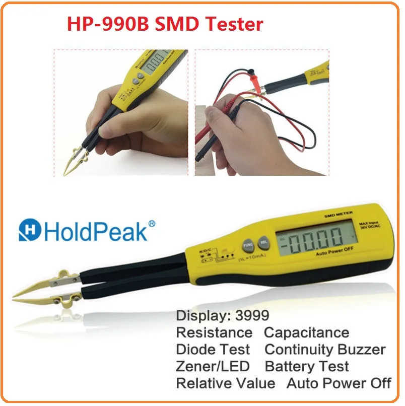 HoldPeak HP-990B Resistance Capacitance SMD Tester Meter Multimeter Professional component tester Relafive Value Battery Tester