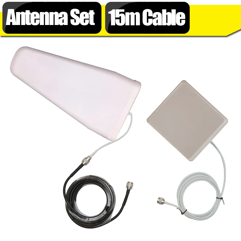 2G 3G 4G LTE Signal Booster Antenna Set For Signal Repeater 11dBi Outdoor Antenna + 9dBi Panel Antenna +15 Meters Coaxial Cable