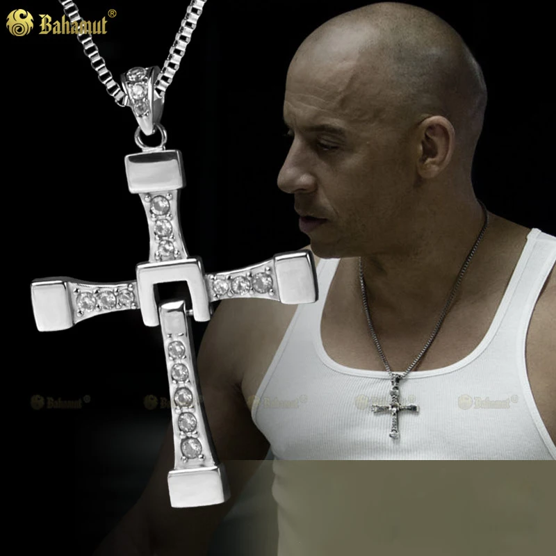 Bahamut Men Necklaces & Pendants CROSS Pendant Movie Fashion Titanium Steel Jewelry The Fast and The Furious Toretto MALE Gift