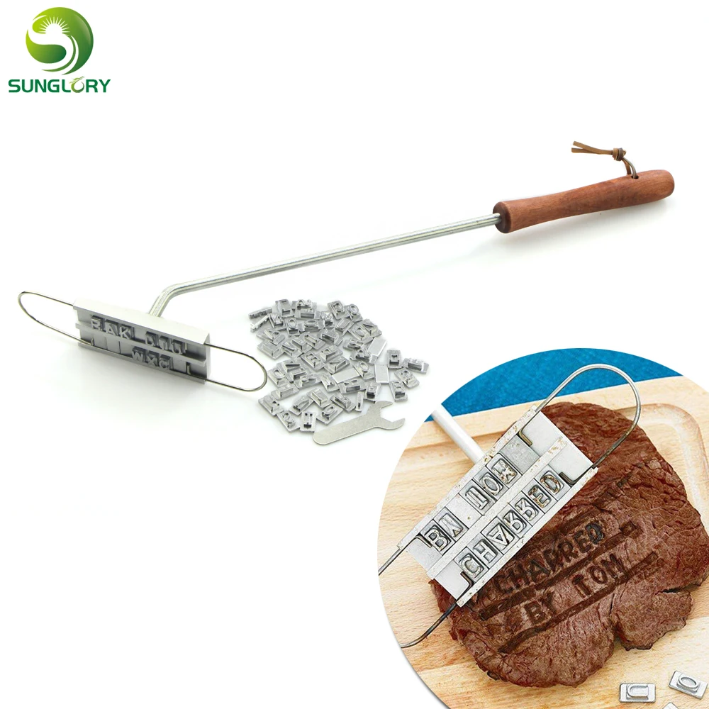 Personality Steak Meat Barbecue BBQ Meat Branding Iron With Changeable 55 Letters BBQ Tool Barbecue Accessories Cooking Tools