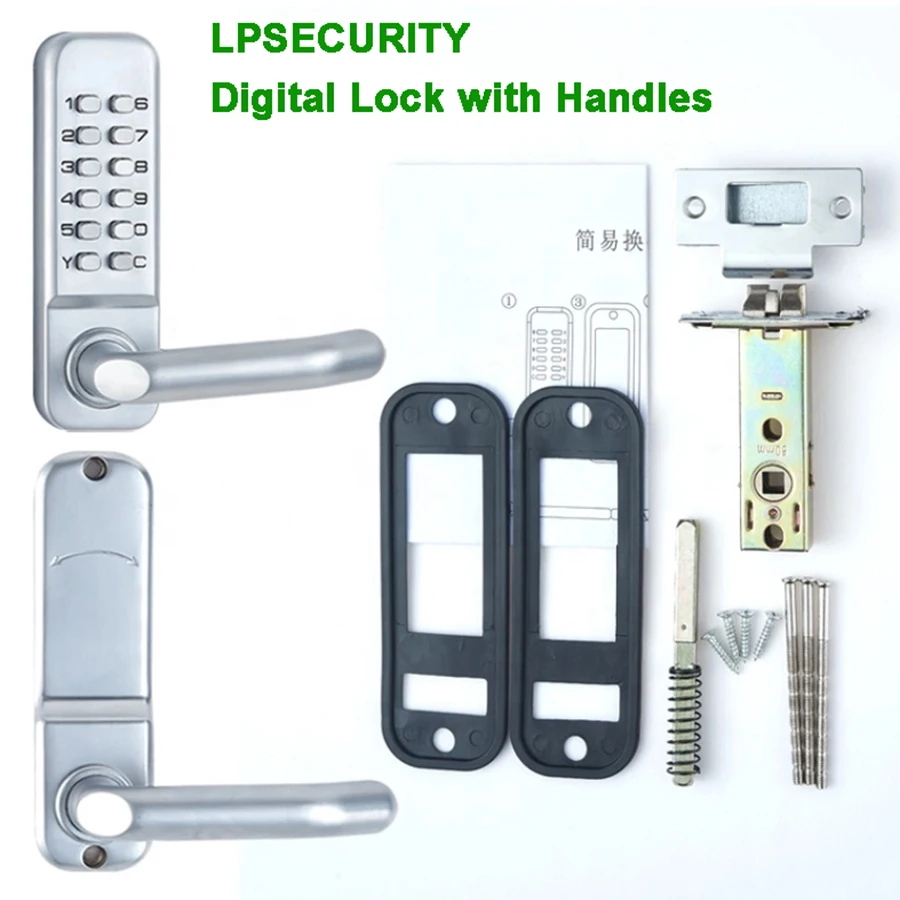 Waterproof Mechanical Gate Lock Handle Code Keypad Password Garden Wooden Door Lock Easy To Change Code Keyless Door Entry