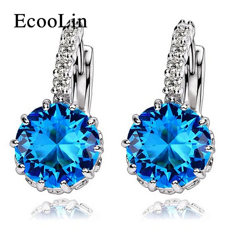 Fashion Colorful Gems Cubic Zirconia Stud Earrings For Women Vintage Crystal Earrings Statement Women Wedding Jewelry