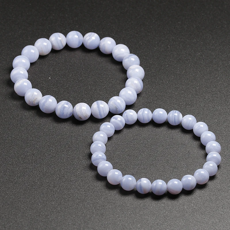 Natural A+Blue Lace Agate Bracelet Women Men Jewelry Stone 6mm 8mm 10mm Beaded Charm Bracelets Bangles Handmade Energy Gift