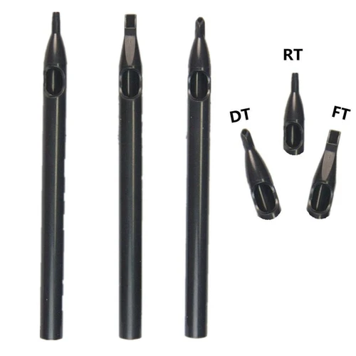 Imagen 2 del producto 50 Uds. Puntas de tatuaje largas desechables tamaño redondo plástico negro puntas de tatuaje largas tubo de boquilla para máquina de tatuaje suministro de agujas