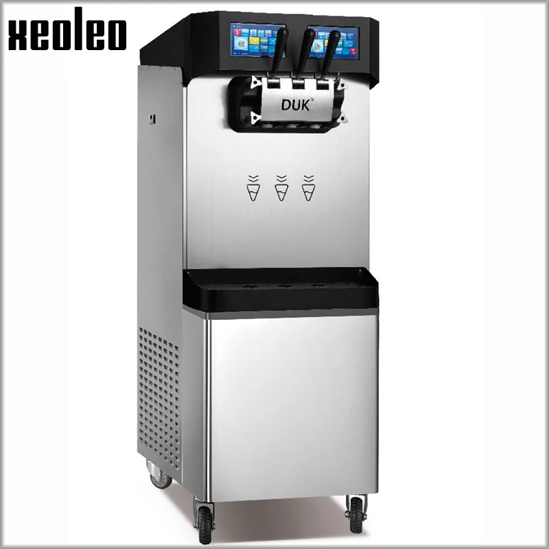 XEOLEO التجارية موقف الطابق الآيس كريم صانع 3 نكهات الآيس كريم آلة 5000 واط/596 قطعة البسترة وليلة جديدة