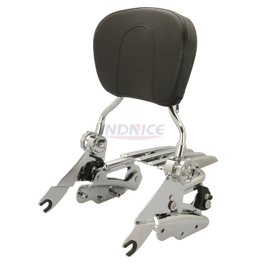 

chrome Sissybar Backrest + Docking hardware kits + luggage Rack For harley Touring Street Glide roadking ultra CVO 2009-2017