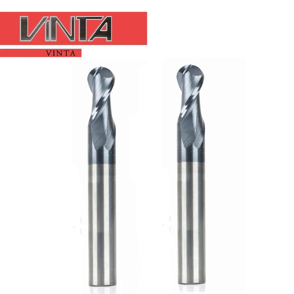 CNC carbide End mills HRC45 R5 2 flutes hard tungsten steel ball nose end milling cutter