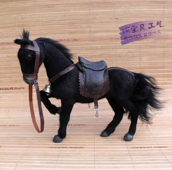 

cute simulation horse toy polyethylene&furs black horse model with saddle gift about 24x6x20cm 1431