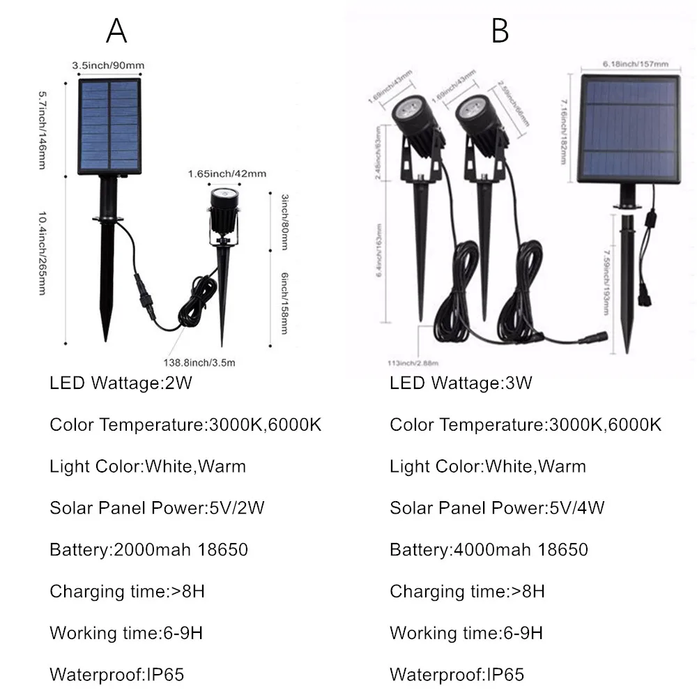 Ip65防水ソーラーledスポットライト,屋外照明,景観照明,庭,芝生,庭,または裏庭に最適です。